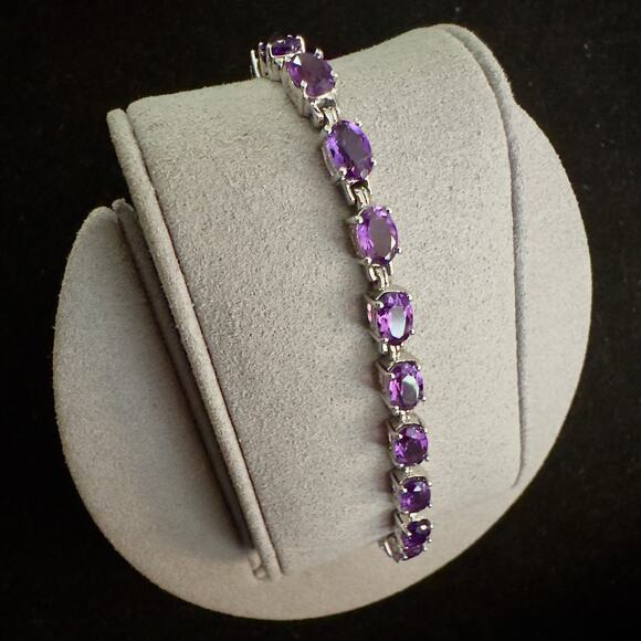 Beautiful Genuine Amethyst Bracelet 7.25in, 4.5mm 7.98ctw~Retail $1300~NEW - Picture 3 of 14